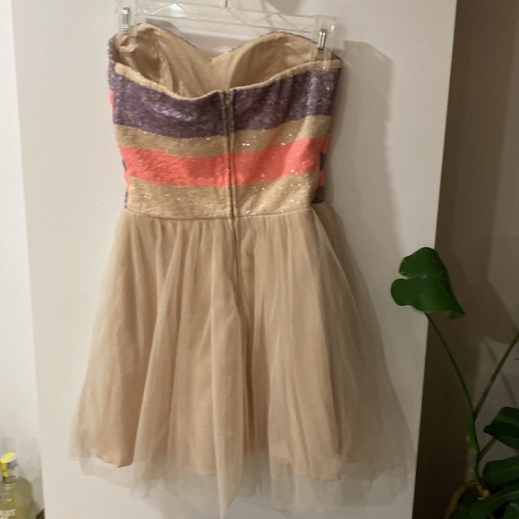 TEEZE ME nude blush pink sequin bodice tulle neg tutu skirt neon 3 strapless - Picture 2 of 3